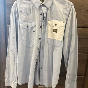 G-Star Light Gray Casual Button-Down Shirt